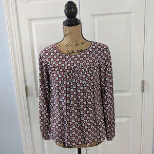 ⭐ Ann Taylor LOFT pink/maroon/white printed top XSP